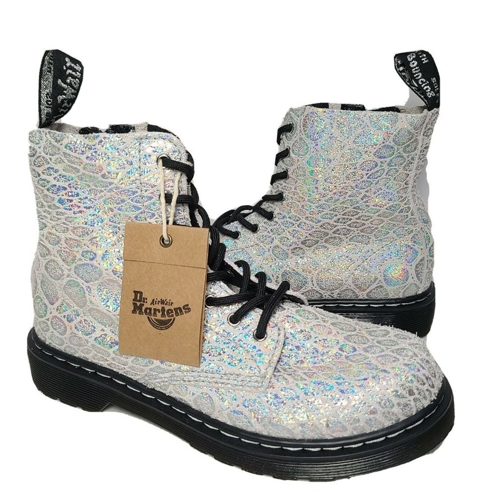 Dr Martens Women’s Girls Boots 1460 Pascal Snake Metallic zipper sz US 5 new